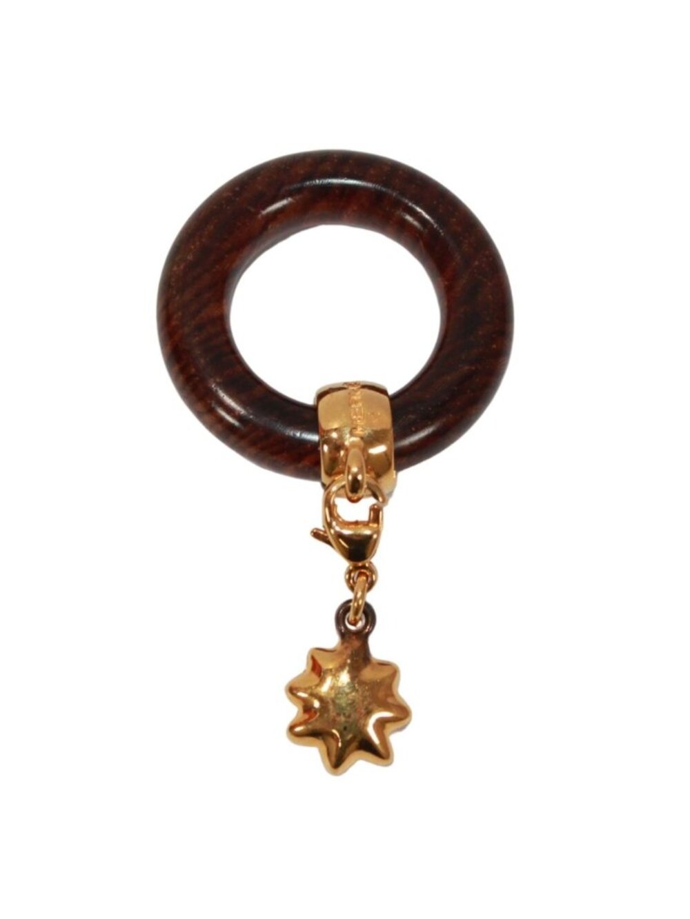 Hermes Star Charm Brown Scarf Ring Gold - Picture 2 of 8